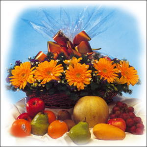 sepette gerbera ve meyvalar   Ankara Anadolu �i�ek�i ma�azas� 