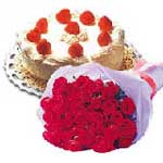 9 adet kirmizi g�l ve pasta   Ankara Anadolu �i�ek g�nderme sitemiz g�venlidir 