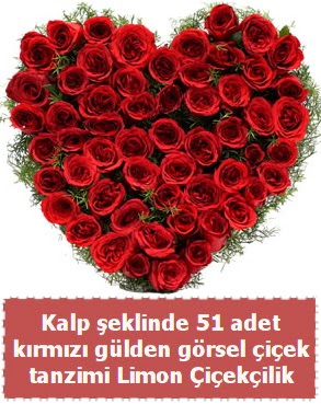 51 krmz glden kalp eklinde iek tanzim  Ankara Anadolu iek sat 
