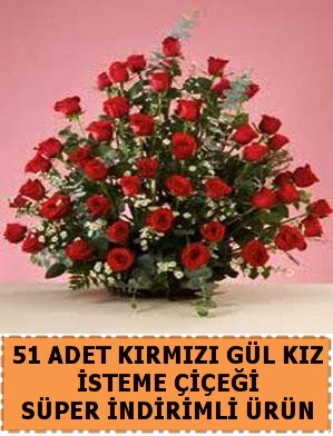 51 Adet k�rm�z� g�lden k�z isteme �i�e�i  Ankara Anadolu internetten �i�ek sat��� 