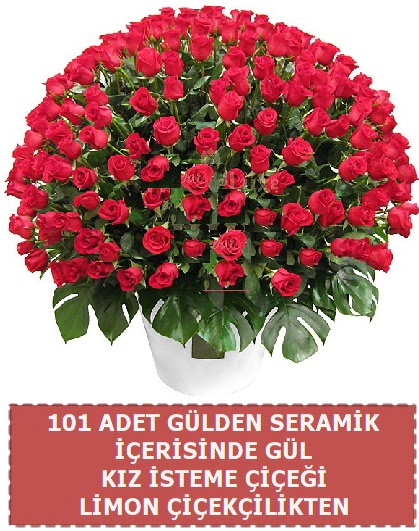 Seramik vazoda 101 g�l k�z isteme �i�e�i  Ankara Anadolu �i�ek g�nderme 