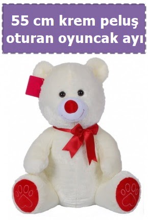 55 cm krem orta boy oturan pelu� ay�  Ankara Anadolu ucuz �i�ek g�nder 