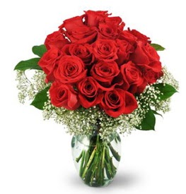 25 adet kırmızı gül cam vazoda  Ankara Anadolu çiçek , çiçekçi , çiçekçilik 