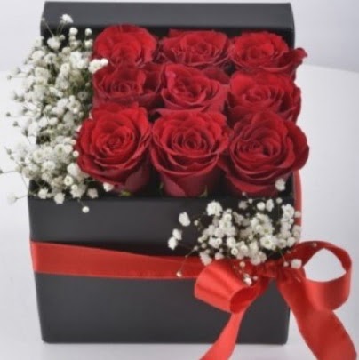 Kutu i�erisinde 9 adet k�rm�z� g�l  Ankara Anadolu �i�ek sipari�i sitesi 
