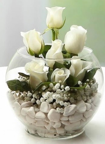 Beyaz Mutluluk 9 beyaz gül fanusta  Ankara Anadolu çiçek siparişi sitesi  