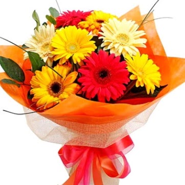 9 adet kar���k gerbera buketi  Ankara Anadolu �i�ek , �i�ek�i , �i�ek�ilik 