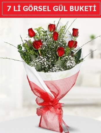 7 adet k�rm�z� g�l buketi A�k budur  Ankara Anadolu �i�ek sat��� 
